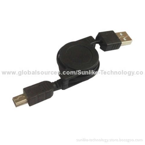 USB to Mini/Retractable Cable, USB Interface/Powered, 5V Output